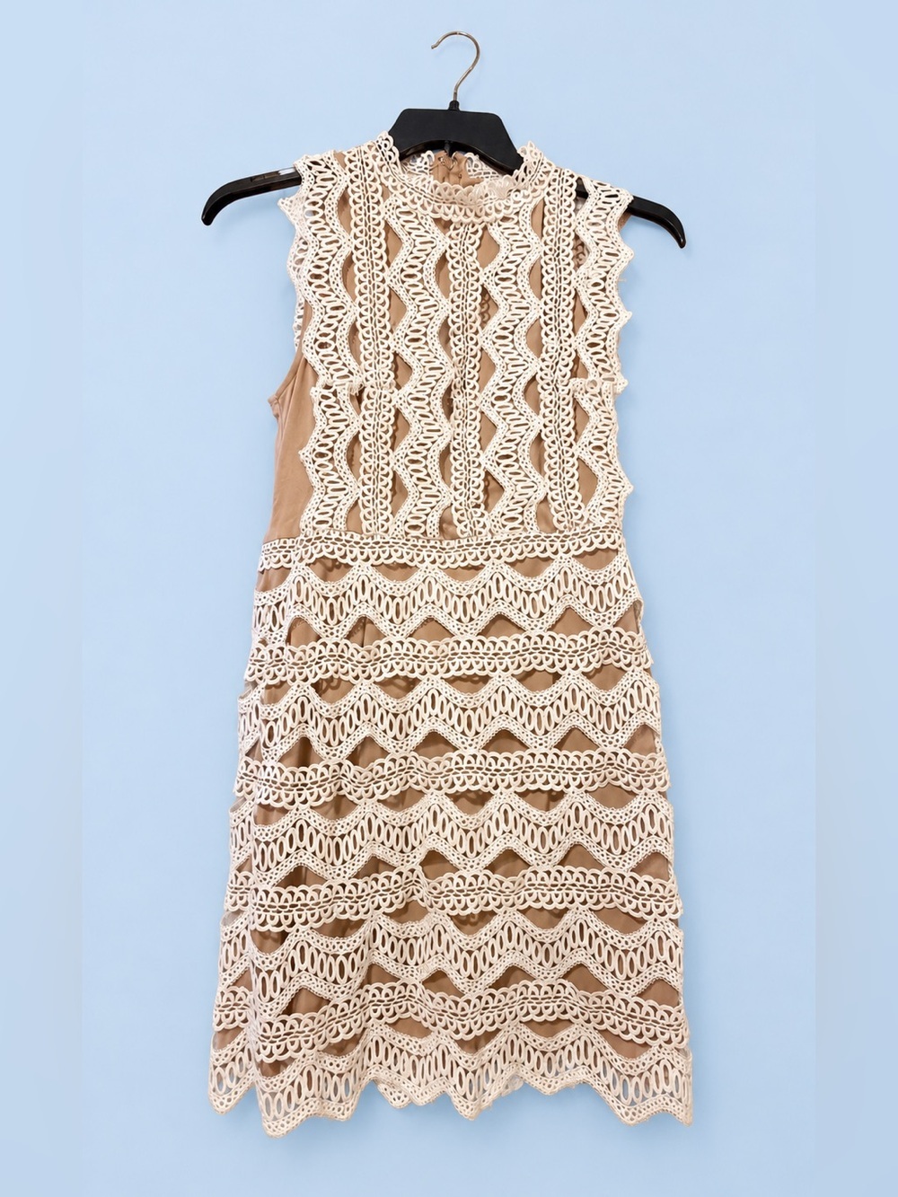 She + Sky Cream Crochet Midi Dress